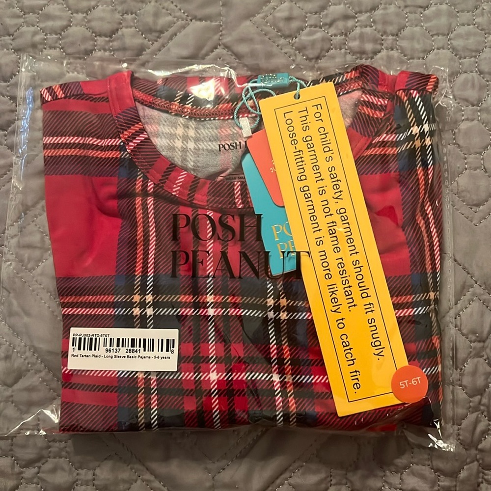Posh Peanut Red Tartan Plaid Long Sleeve Pajamas